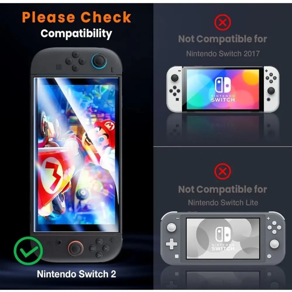 LK 3-Pack Tempered Glass Screen Protectors for Nintendo Switch 2 New